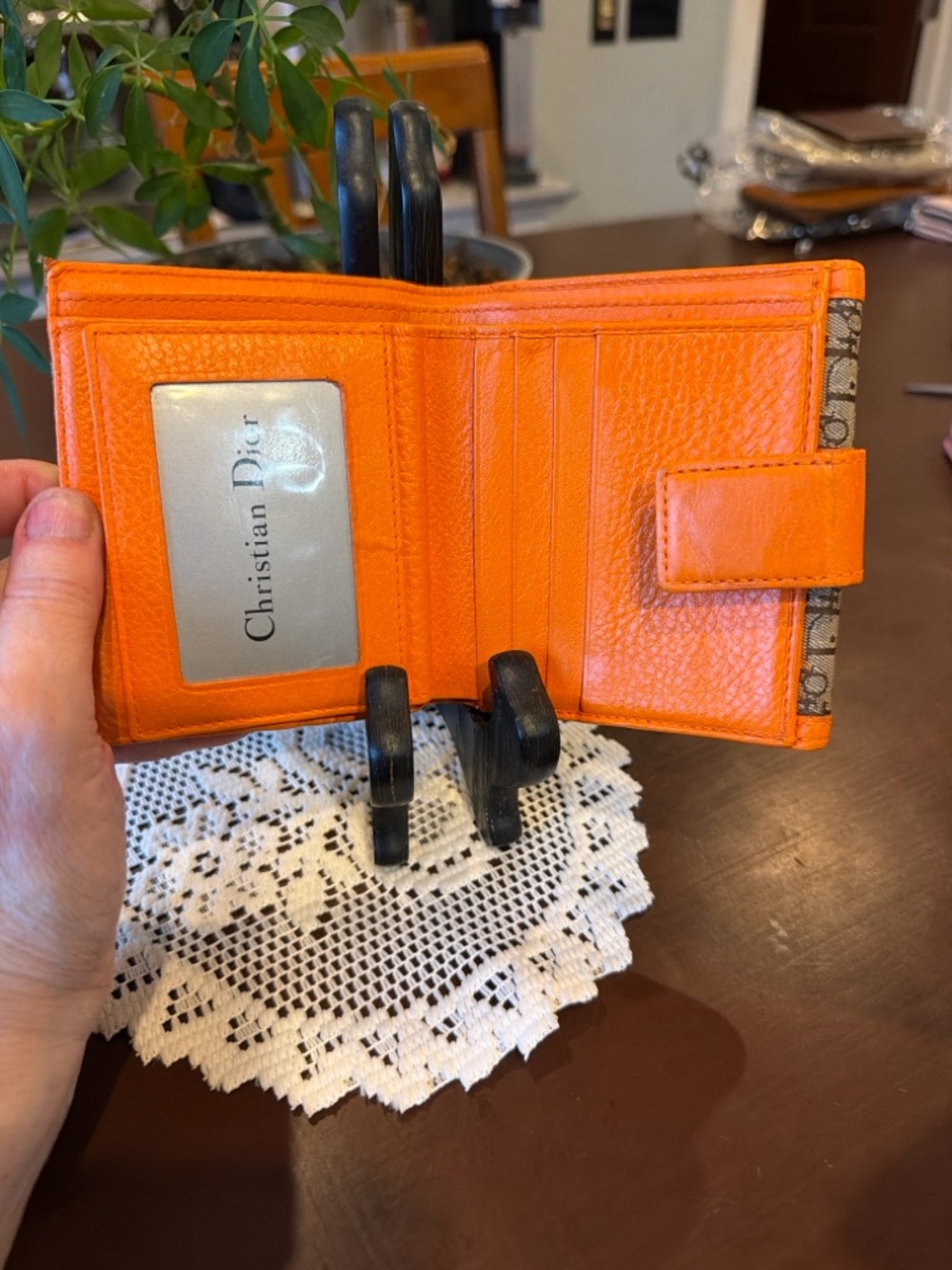 Dior Signature Canvas Small Wallet with Orange Trim - Picture 4 of 13